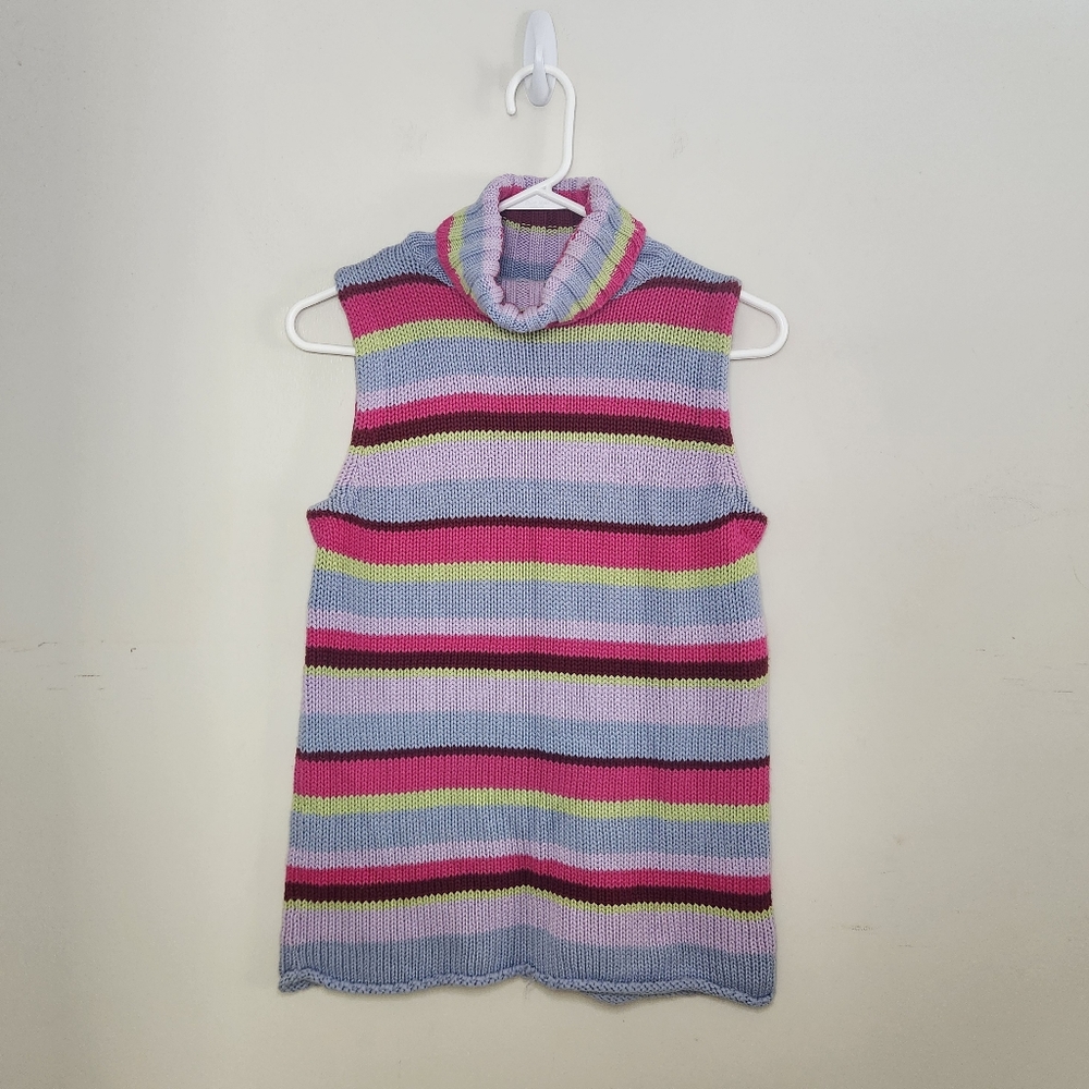 Women's Bagatelle Striped Sleeveless Rurtleneck Sweater Sz Medium